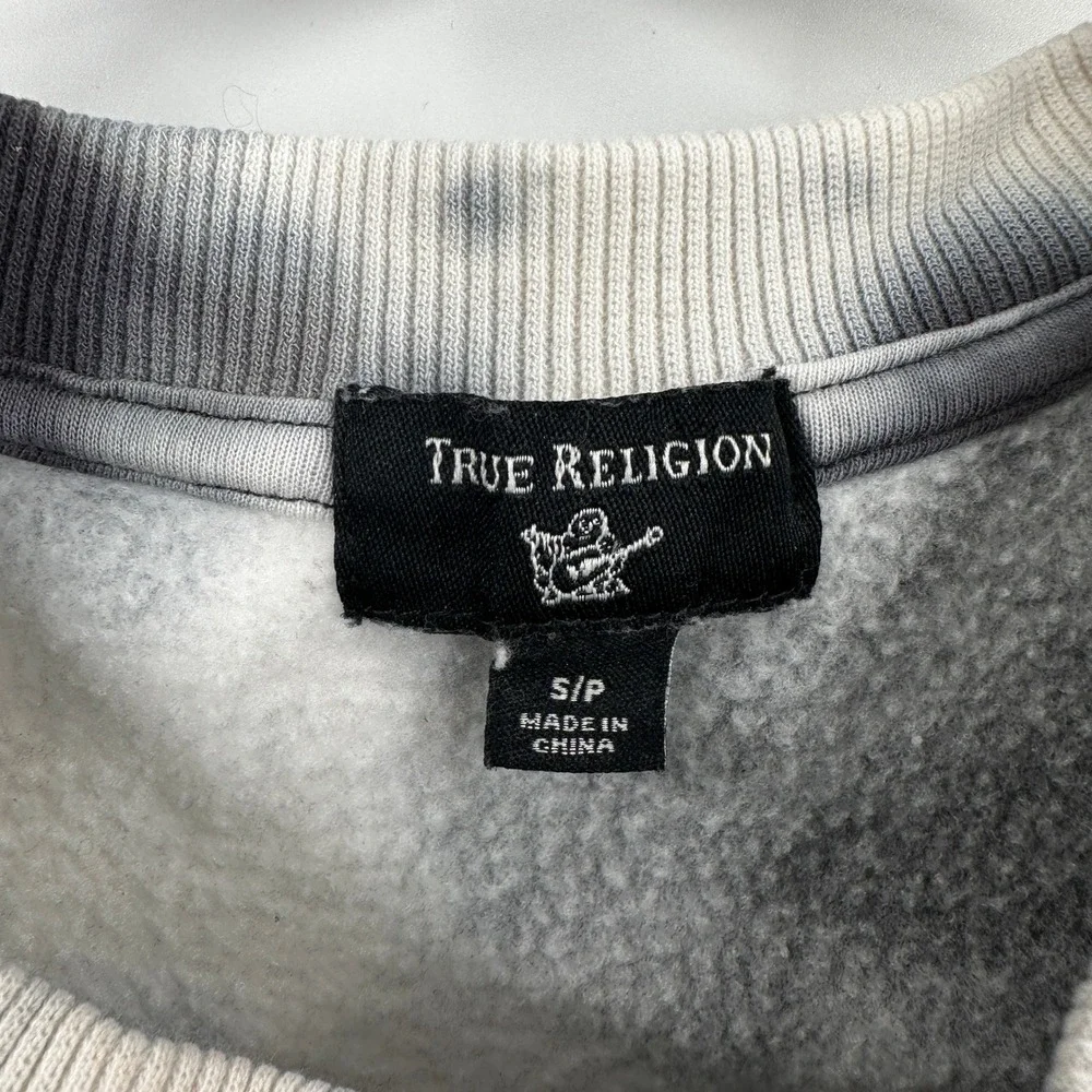 True Religion Tie Dye Cropped Crewneck Sweatshirt Women's Size‎ S/P Black White